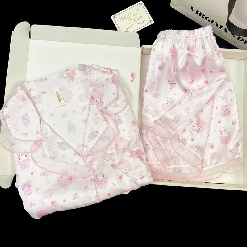 New Sanrio My Melody Cute Cartoon Fashion Summer Ice Silk Pajamas Lace Girls Short Sleeve Shorts Home Clothes Birthday Gift
New Sanrio My Melody Cute Cartoon Fashion Summer Ice Silk Pajamas Lace Girls Short Sleeve Shorts Home Clothes Birthday Gift