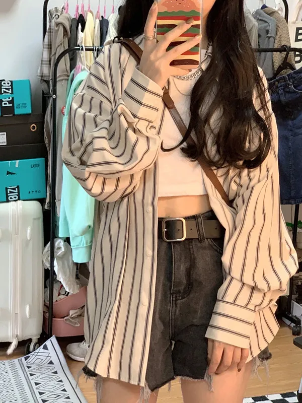 Summer Thin Long Sleeve Striped Shirt Women's Loose Outerwear Sun Protection Top Boyfriend Style Jacket Trendy Collar Bu...
Summer Thin Long Sleeve Striped Shirt Women's Loose Outerwear Sun Protection Top Boyfriend Style Jacket Trendy Collar Bu...