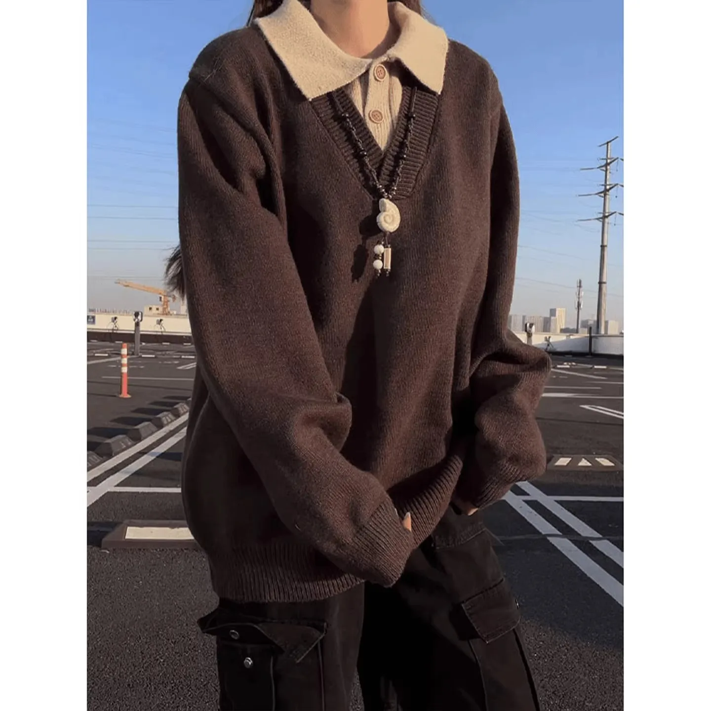 American Sle Knitted Collar Sweater Men Women Winter Retro Lazy Sle Cleanfit Versatile Base irt Casual Loose Fit
American Sle Knitted Collar Sweater Men Women Winter Retro Lazy Sle Cleanfit Versatile Base irt Casual Loose Fit
