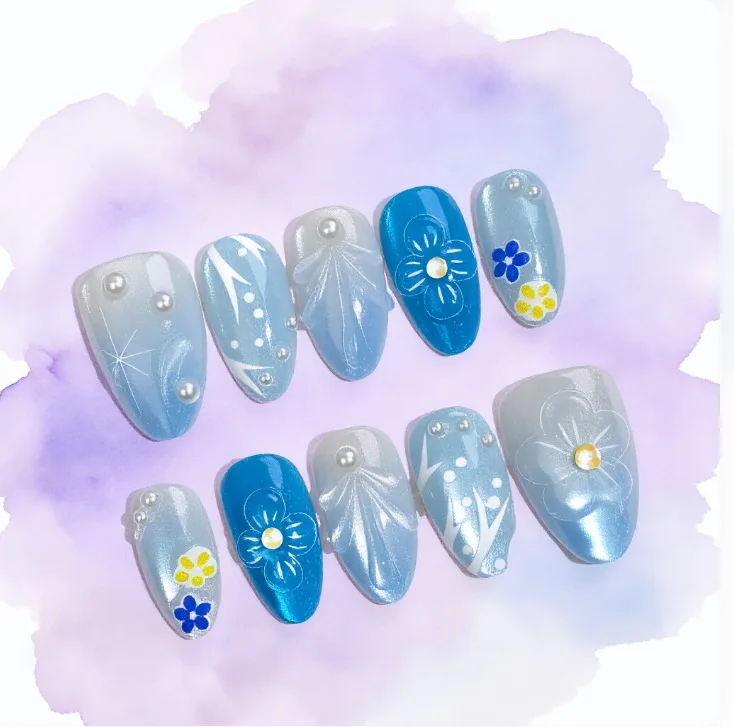 Ocean Style Blue Nail Art Patch Ins Ultra Short Almond 3D High-end Sense Carved Boutique Wear Armor
Ocean Style Blue Nail Art Patch Ins Ultra Short Almond 3D High-end Sense Carved Boutique Wear Armor