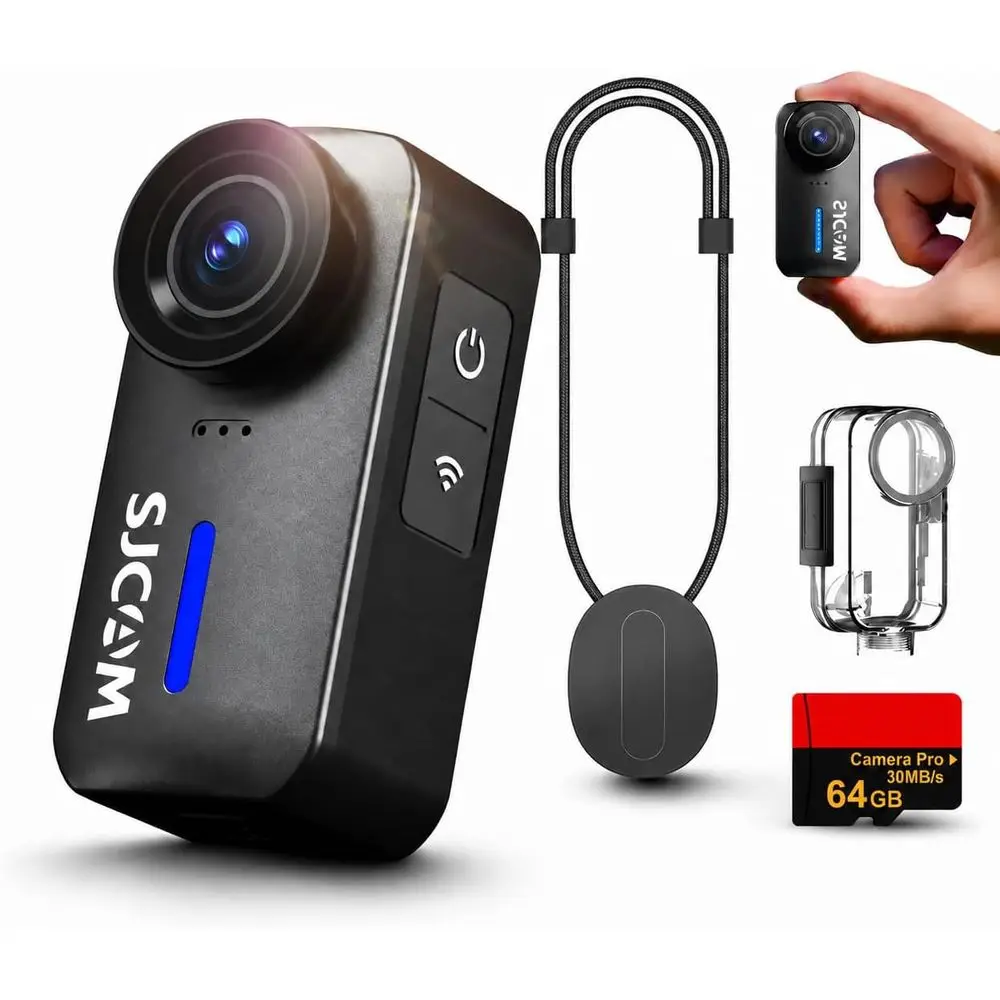4K Mini Body Cam with 6-Axis Gyro, 170° Wide Lens, Waterproof, 64GB, Hands-Free for Helmet & Vlog
4K Mini Body Cam with 6-Axis Gyro, 170° Wide Lens, Waterproof, 64GB, Hands-Free for Helmet & Vlog
