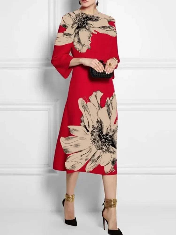 UOOZEE Autumn Winter Women Floral Printed Party Evening Midi Dresses Three-quarter Sleeves O-Neck A-line Banquet Long Dress
UOOZEE Autumn Winter Women Floral Printed Party Evening Midi Dresses Three-quarter Sleeves O-Neck A-line Banquet Long Dress