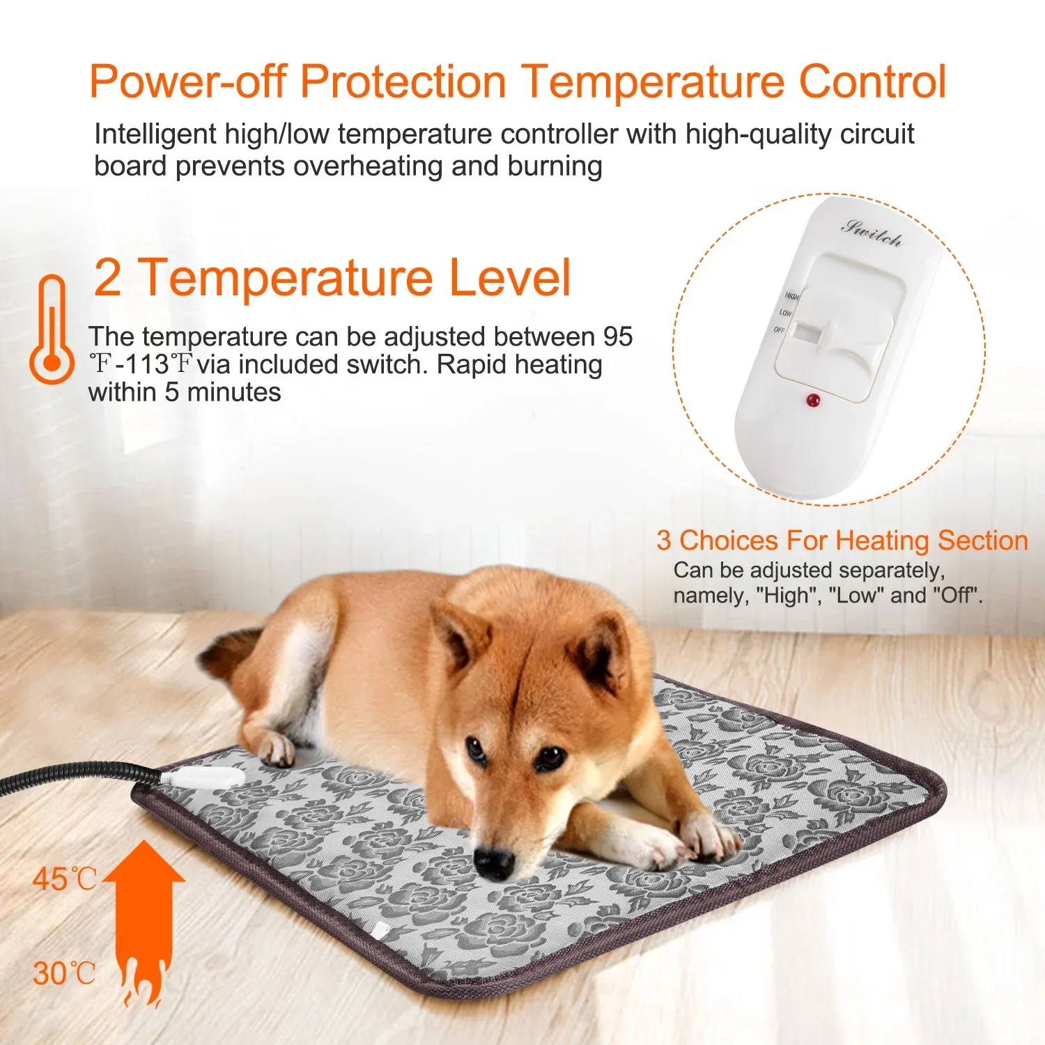 Upgraded Heating Pad for Pets, Electric Heating Mat Waterproof Adjustable Warming Blanket with Chew Resistant Steel Cord Case
Upgraded Heating Pad for Pets, Electric Heating Mat Waterproof Adjustable Warming Blanket with Chew Resistant Steel Cord Case