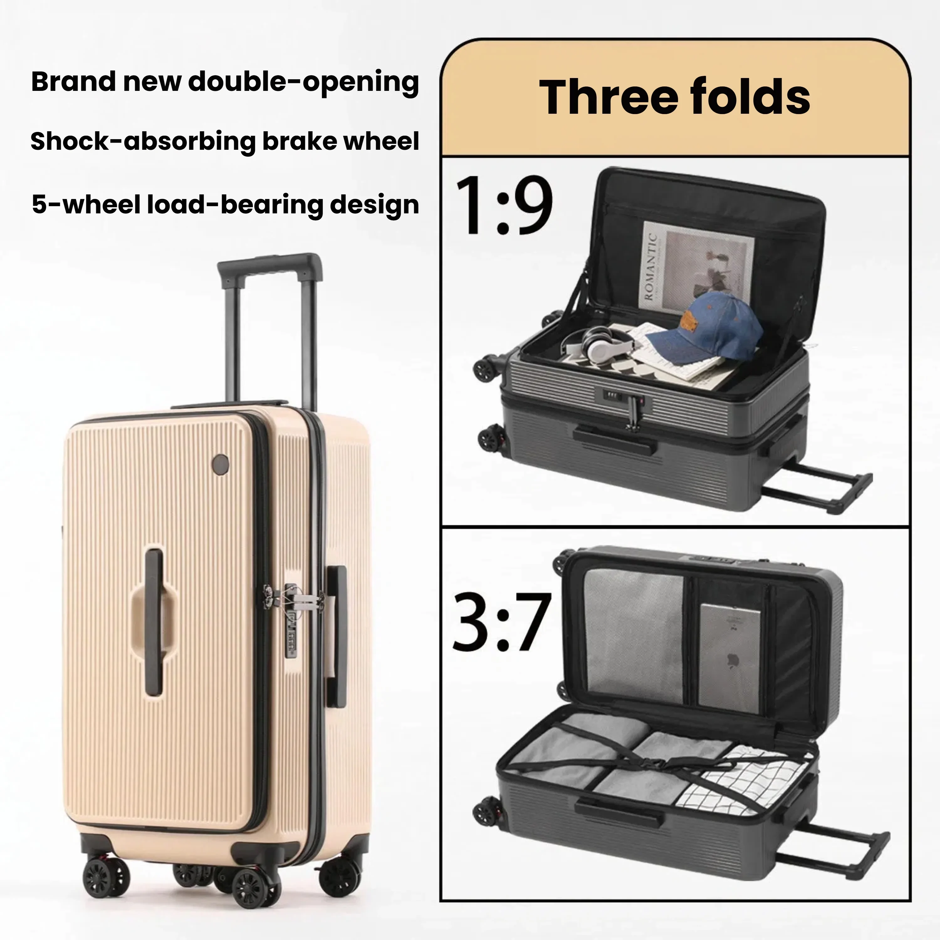 Premium Pure PC Dual-Open Luggage 20/25/29 Inch TSA Lock 1:9/3:7 Split travel case 4/5-Wheel Spinner Suitcase for All Trips
Premium Pure PC Dual-Open Luggage 20/25/29 Inch TSA Lock 1:9/3:7 Split travel case 4/5-Wheel Spinner Suitcase for All Trips