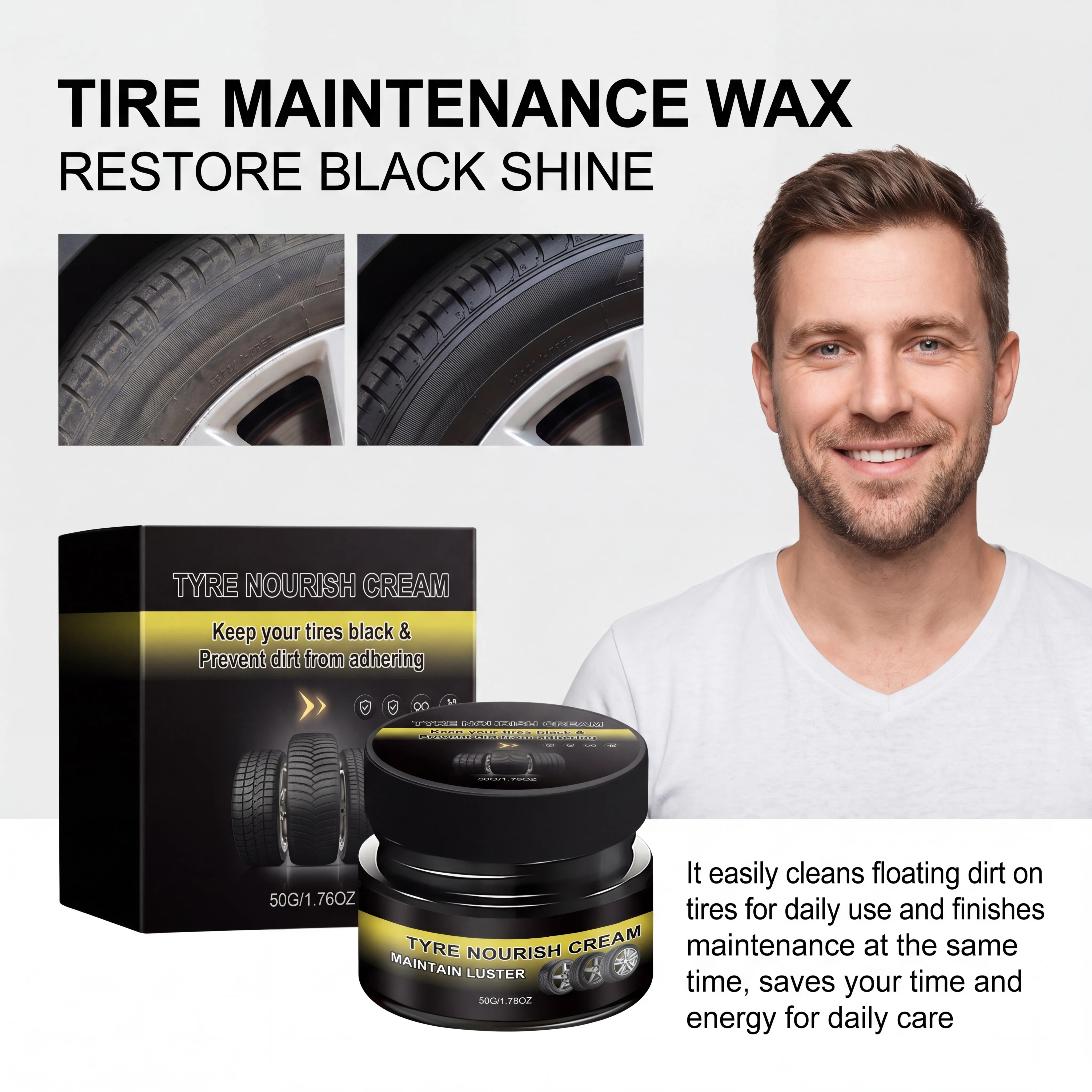 Car Tire Shine Wax Tire Refurbishment Cream Detailing Wheel Wax Cleaning Waterproof Anti dirt Tire Coating Long Lasting 50g
Car Tire Shine Wax Tire Refurbishment Cream Detailing Wheel Wax Cleaning Waterproof Anti dirt Tire Coating Long Lasting 50g