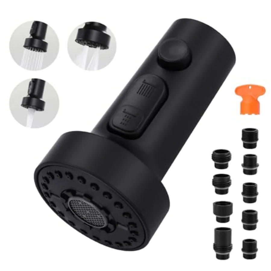Pull Down Faucet Head Replacement: 3-Function Kitchen Faucet Sprayer Head Replacement with 9 Adapters - Sink Faucet Head Compat
Pull Down Faucet Head Replacement: 3-Function Kitchen Faucet Sprayer Head Replacement with 9 Adapters - Sink Faucet Head Compat