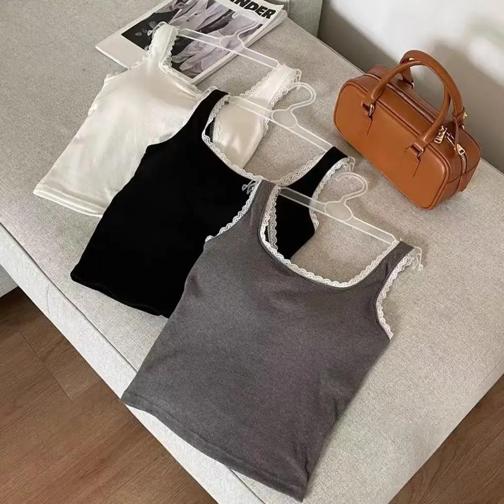 Women Casual Lace Tops Basic Bodycon Camis Solid Color Sleeveless Tank Top Integrated Chest Pad Camisole Base Vest Outerwear
Women Casual Lace Tops Basic Bodycon Camis Solid Color Sleeveless Tank Top Integrated Chest Pad Camisole Base Vest Outerwear