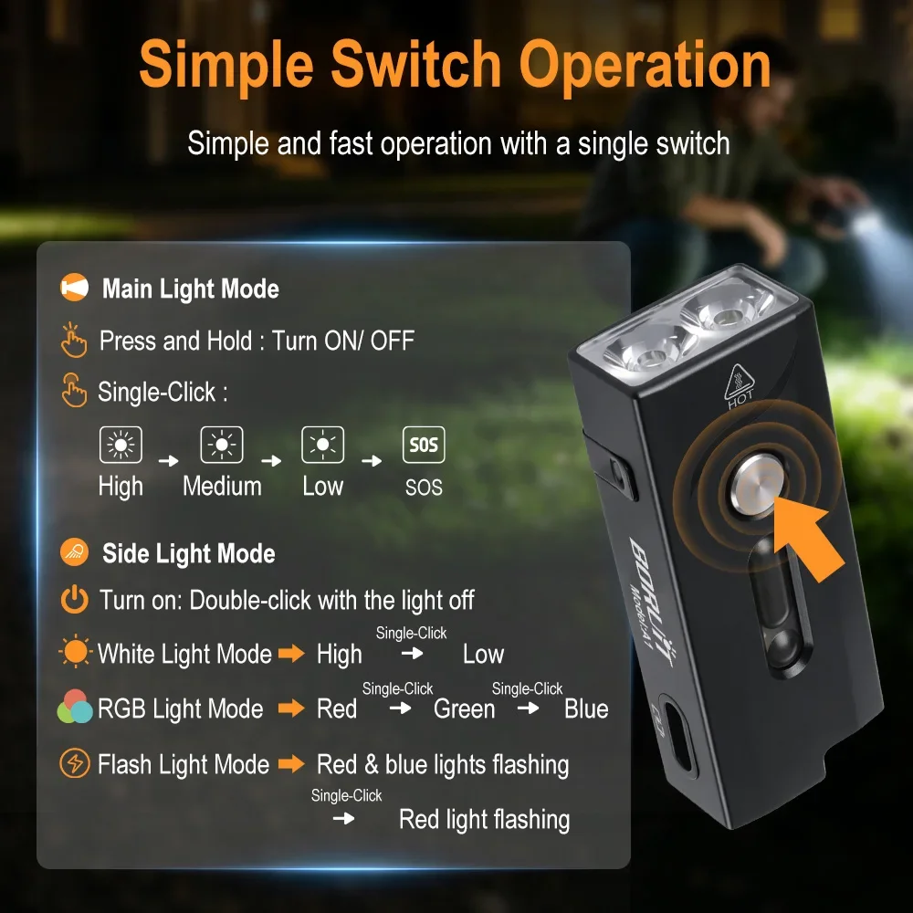 BORUiT Mini EDC RGB Keychain Flashlight 600LM USB Rechargeable Portable Torch with Pen Clip IP66 Colorful Light for Camping Gift
BORUiT Mini EDC RGB Keychain Flashlight 600LM USB Rechargeable Portable Torch with Pen Clip IP66 Colorful Light for Camping Gift
