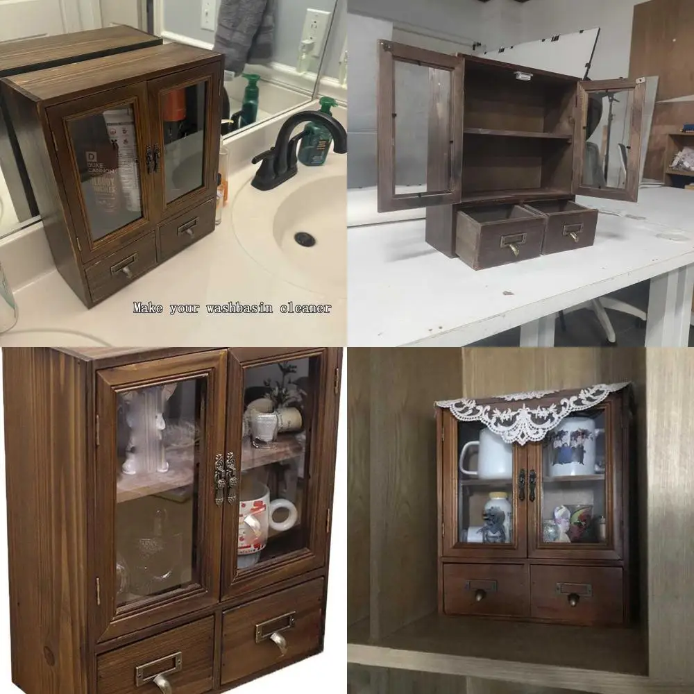 Vintage Country Style Wall-Mounted Wood Locker with Glass Door, Food Storage, 2 Drawers, Burnt Wood Finish
Vintage Country Style Wall-Mounted Wood Locker with Glass Door, Food Storage, 2 Drawers, Burnt Wood Finish