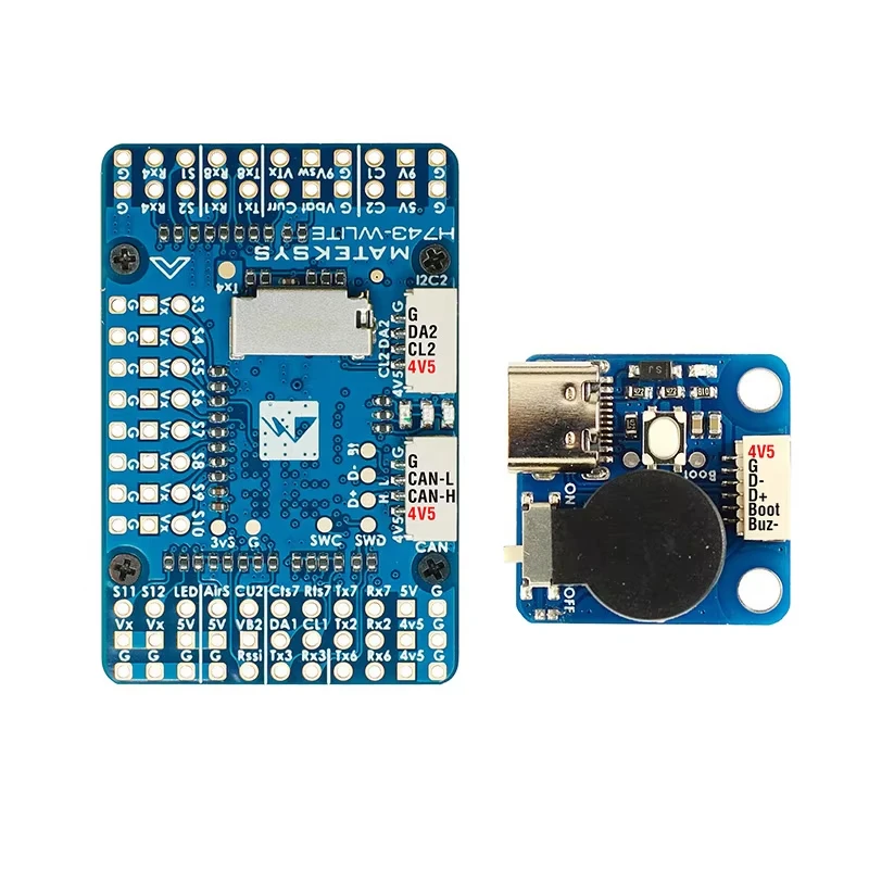 Контроллер полета Mateksys Matek H743-WLITE STM32H743VIH6 ICM42688-P DPS310 OSD MicroSD Blackbox F765
Контроллер полета Mateksys Matek H743-WLITE STM32H743VIH6 ICM42688-P DPS310 OSD MicroSD Blackbox F765