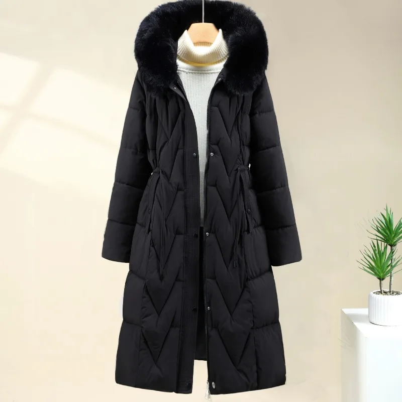 Rhombus Big Fur Collar Down Cotton-padded Clothes Women's Long Over-knee Thicken Warm Parkas Female Windproof Casual Coat
Rhombus Big Fur Collar Down Cotton-padded Clothes Women's Long Over-knee Thicken Warm Parkas Female Windproof Casual Coat