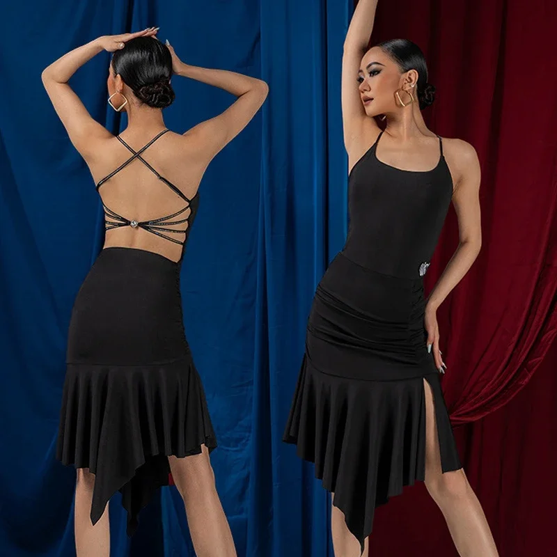 Adults Latin Dance Competition Costume Sexy Cross Backless Latin Dance Dress Black Tank Top Women Ballroom Dance Clothes SL10928
Adults Latin Dance Competition Costume Sexy Cross Backless Latin Dance Dress Black Tank Top Women Ballroom Dance Clothes SL10928