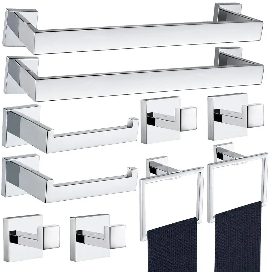 Набор аксессуаров для ванной комнаты, полированный хром, набор вешалок для полотенец для ванной комнаты, нержавеющая сталь SUS304, квадратный вешалка для банных полотенец
Набор аксессуаров для ванной комнаты, полированный хром, набор вешалок для полотенец для ванной комнаты, нержавеющая сталь SUS304, квадратный вешалка для банных полотенец