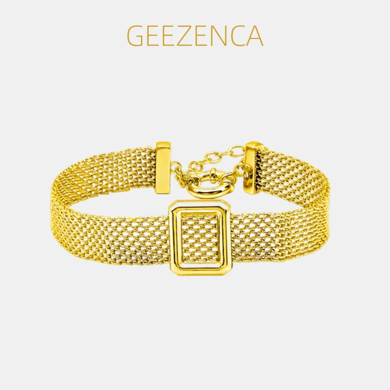GEEZENCA Italian Luxury 925 Sterling Silver 10mm Mesh Chain Link Bracelet Women Oblong Charm Sparkling Fine Jewelry Love Gift
GEEZENCA Italian Luxury 925 Sterling Silver 10mm Mesh Chain Link Bracelet Women Oblong Charm Sparkling Fine Jewelry Love Gift