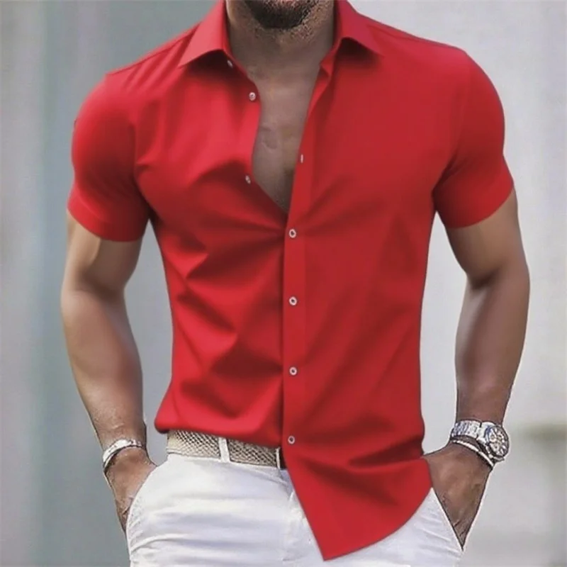 Однотонная мужская повседневная рубашка, модная повседневная эластичная ткань с короткими рукавами, деловая официальная рубашка, удобная ткань
Однотонная мужская повседневная рубашка, модная повседневная эластичная ткань с короткими рукавами, деловая официальная рубашка, удобная ткань