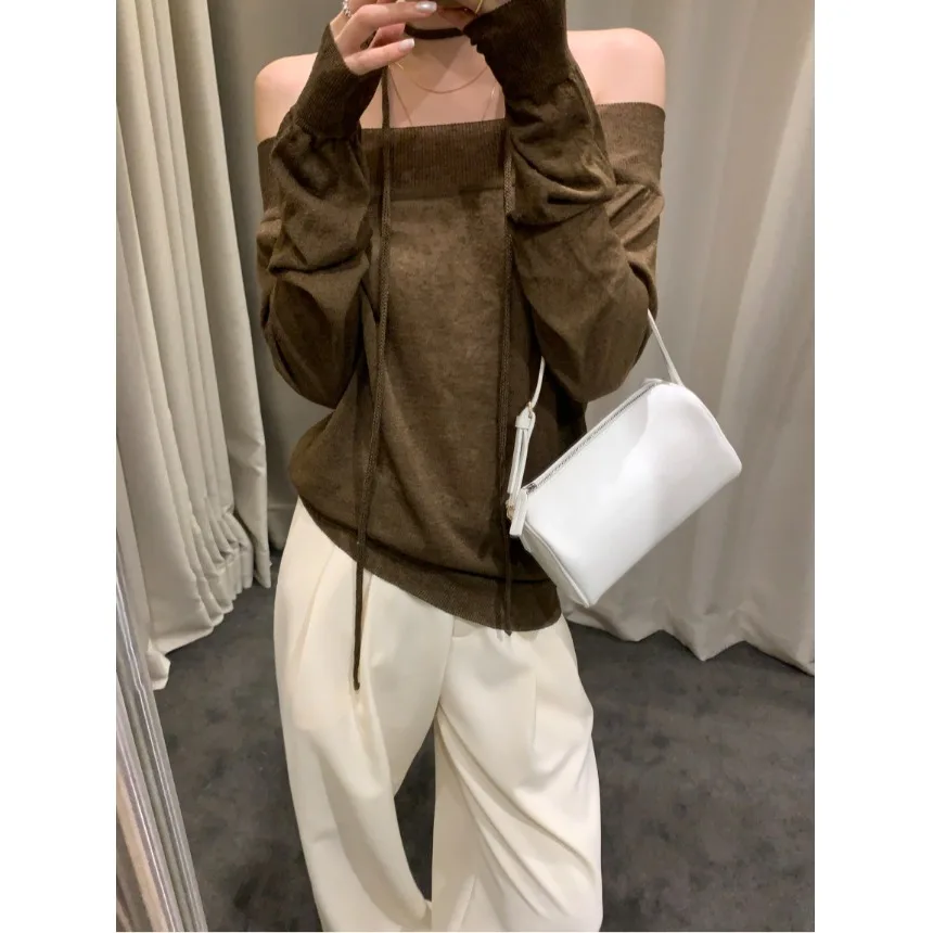 Spring New Sle Thin Knitted oulder Bared One-oulder Neline with Sa Chic Korean Sle Women's Sweater for Daily Wear
Spring New Sle Thin Knitted oulder Bared One-oulder Neline with Sa Chic Korean Sle Women's Sweater for Daily Wear