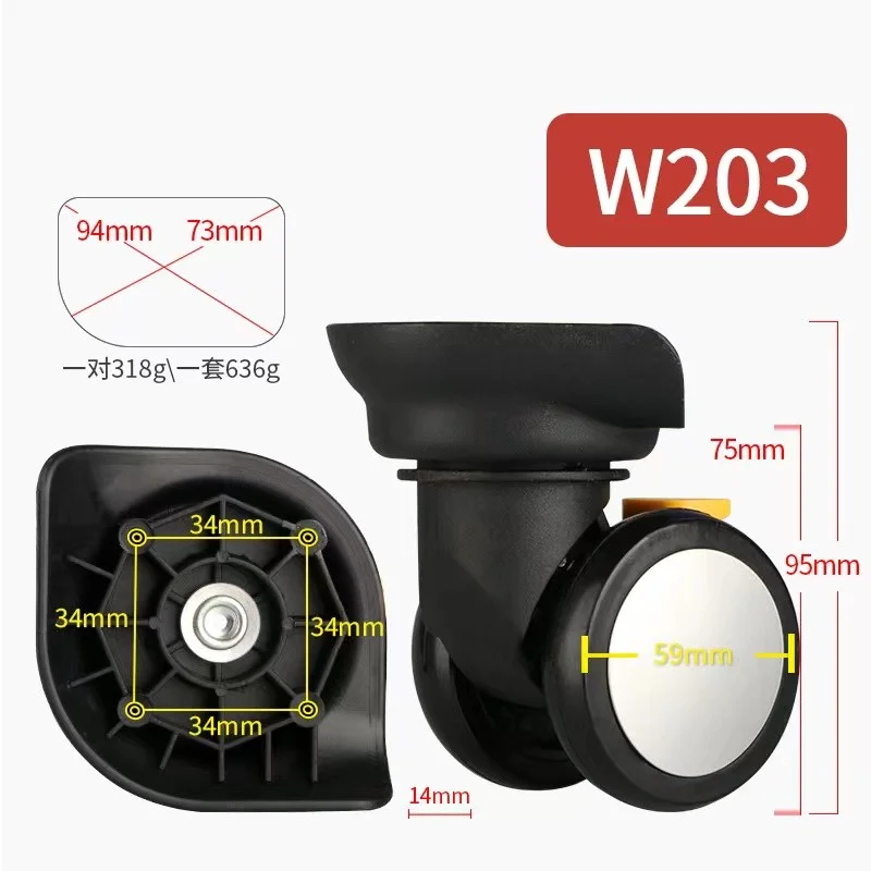 Universal 360° Silent Luggage Wheel Replacement Double Spinner Wheels for Suitcase W203
Universal 360° Silent Luggage Wheel Replacement Double Spinner Wheels for Suitcase W203