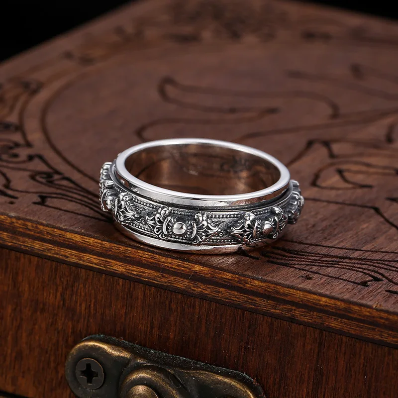 WholeSale Sterling Silver jewelry retro thai Silver perSonalized rotating ring trendyy vajra ring for men and women trendy Style
WholeSale Sterling Silver jewelry retro thai Silver perSonalized rotating ring trendyy vajra ring for men and women trendy Style