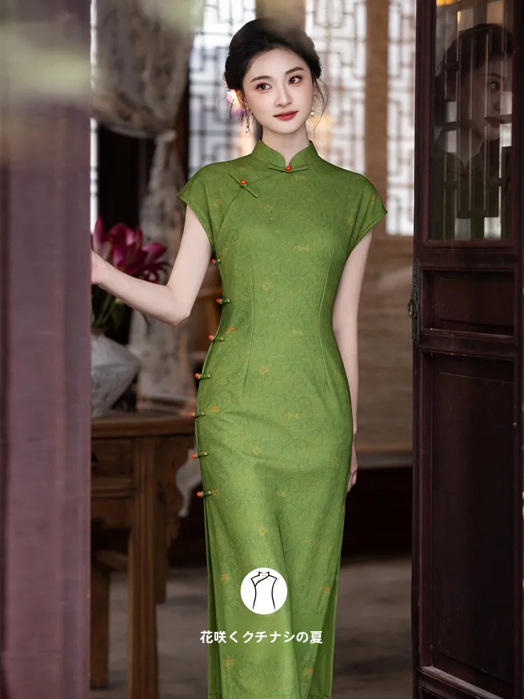 Green Traditional Chinese Long Full-Length Open-Kneeler New Chinese Style Slimming Breathable Short Sleeve Women's ...
Green Traditional Chinese Long Full-Length Open-Kneeler New Chinese Style Slimming Breathable Short Sleeve Women's ...