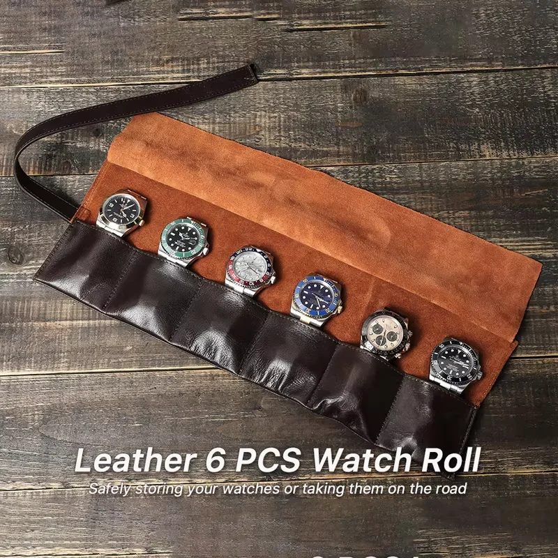IBBETON 6 slot Men's Travel Storage Bag Leather Case Organizer Luxury Vintage oil waxed leather rolled up case, watch portable
IBBETON 6 slot Men's Travel Storage Bag Leather Case Organizer Luxury Vintage oil waxed leather rolled up case, watch portable