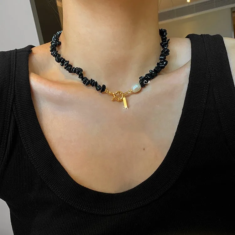 New Arrival Natural Freshwater Pearl Irregular Black Stone 14K Gold Filled Female Necklace Jewelry For Women Birthday Gifts
New Arrival Natural Freshwater Pearl Irregular Black Stone 14K Gold Filled Female Necklace Jewelry For Women Birthday Gifts