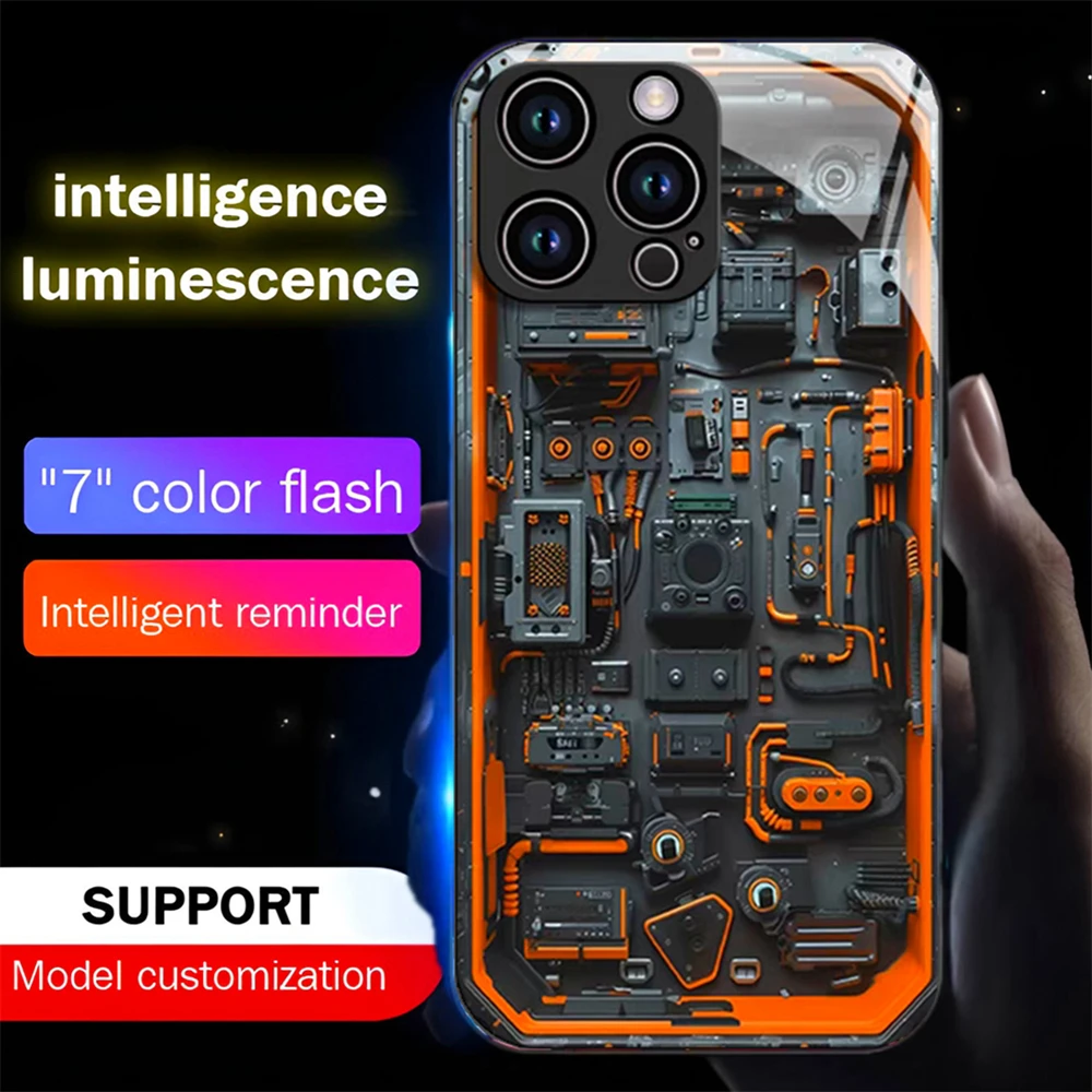 Orange Circuit Board Luminous Glass LED Call Light Up Flash Phone Case Cover For iPhone 16 E 15 14 13 12 11 Pro Max XR XS Plus
Orange Circuit Board Luminous Glass LED Call Light Up Flash Phone Case Cover For iPhone 16 E 15 14 13 12 11 Pro Max XR XS Plus