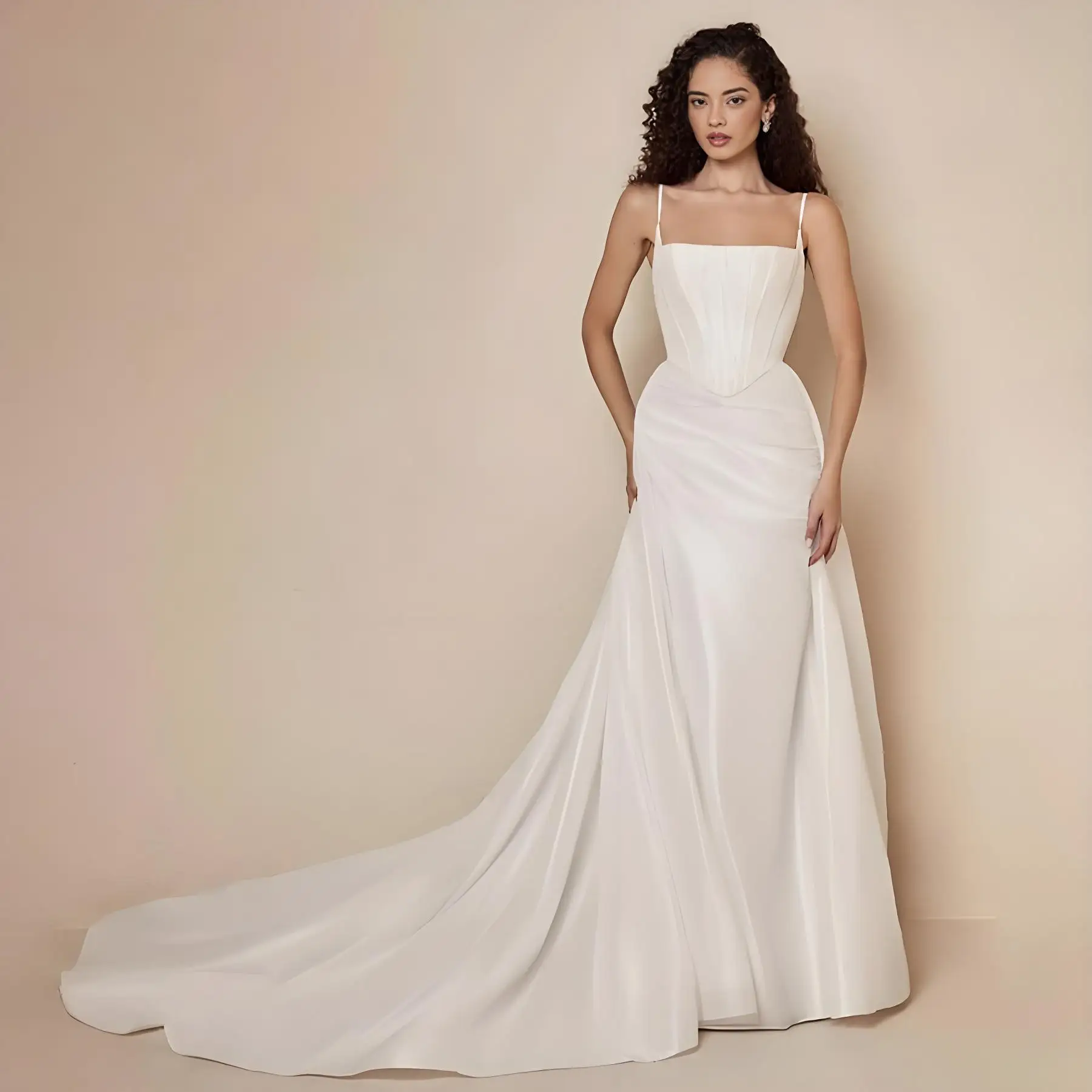 Beshinel Customized Spaghetti Strap Stain Backless Mermiad Wedding Dresses 2025 Simple Special Occasions Sleeveless Bride Gowns
Beshinel Customized Spaghetti Strap Stain Backless Mermiad Wedding Dresses 2025 Simple Special Occasions Sleeveless Bride Gowns