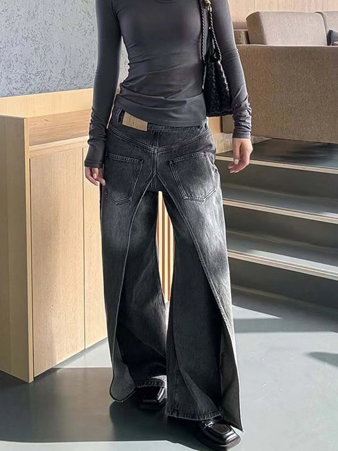 American High Street Design Sense Casual Women's Jeans Spring Deconstructed Wide Leg Extended Casual Pants Two-Way Wear
American High Street Design Sense Casual Women's Jeans Spring Deconstructed Wide Leg Extended Casual Pants Two-Way Wear