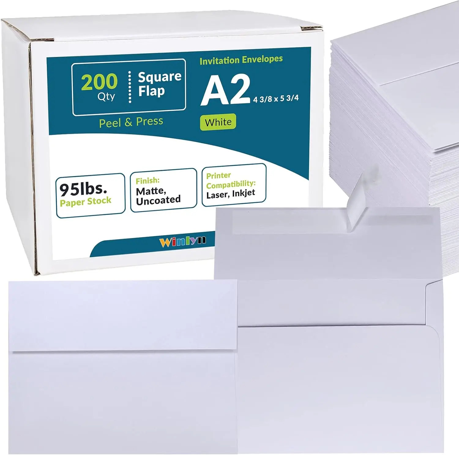 200 A2 White Self-Seal Invitation Envelopes 4.375x5.75 95lb for RSVP Cards
200 A2 White Self-Seal Invitation Envelopes 4.375x5.75 95lb for RSVP Cards