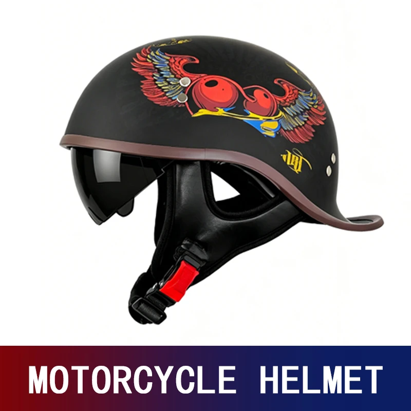 Motorcycle helmet retro half helmet personality fashion motorcycle helmet black gourd ladle helmet visor.
Motorcycle helmet retro half helmet personality fashion motorcycle helmet black gourd ladle helmet visor.