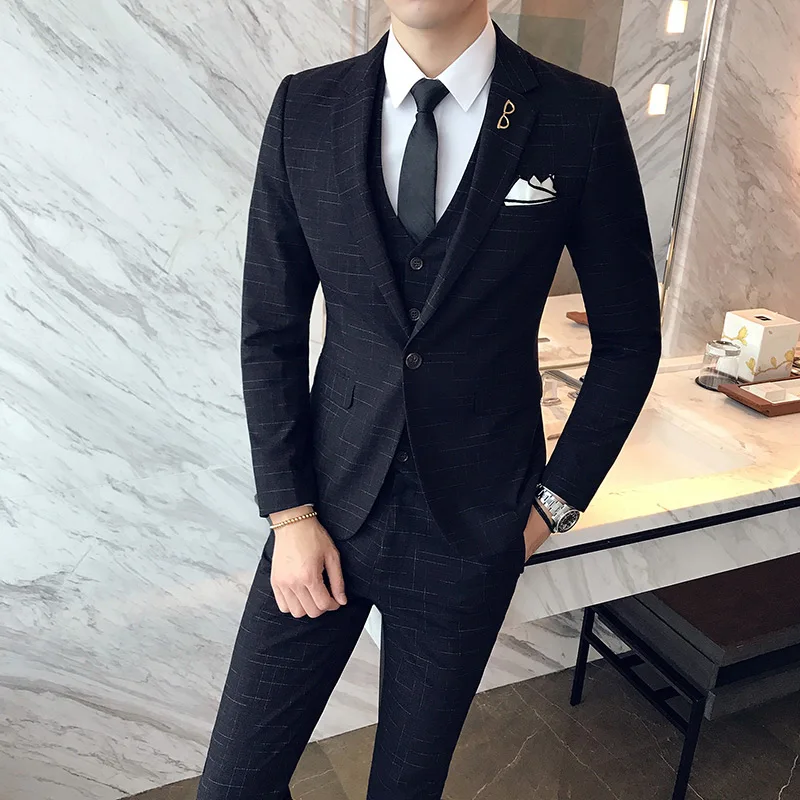 Korean Style Exquisite Single Button Business Suit Mens Slim-fit Business Formal Social Formal 3-pcs Suit Men's Casual Dress Set
Korean Style Exquisite Single Button Business Suit Mens Slim-fit Business Formal Social Formal 3-pcs Suit Men's Casual Dress Set