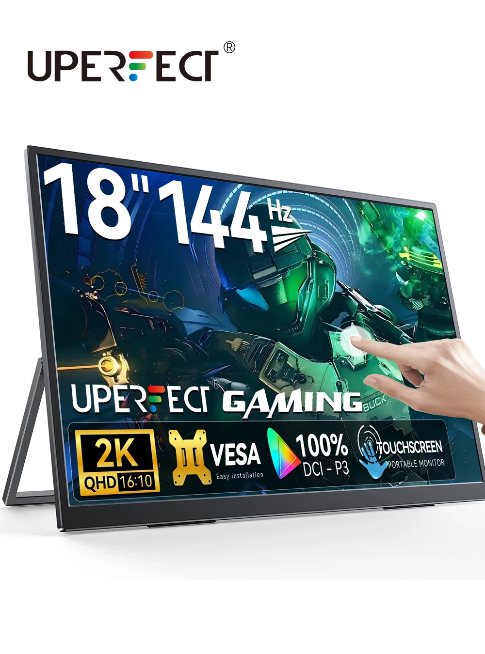 UPERFECT Touchscreen 18” 2K 144Hz Portable Monitor 100% DCI-P3 w/VESA & Stand Ultra-Slim FreeSync HDR Gaming Display For Lapto
UPERFECT Touchscreen 18” 2K 144Hz Portable Monitor 100% DCI-P3 w/VESA & Stand Ultra-Slim FreeSync HDR Gaming Display For Lapto