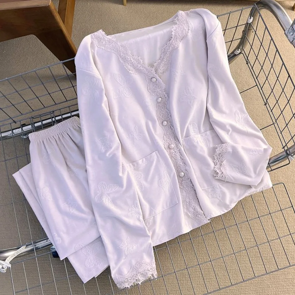 Women's Home Clothes Two Piece Sets Sleepwear Spring Autumn Long Sleeve V-Neck Nightwear for Woman Pajama Set Soft Lounge Wear
Women's Home Clothes Two Piece Sets Sleepwear Spring Autumn Long Sleeve V-Neck Nightwear for Woman Pajama Set Soft Lounge Wear