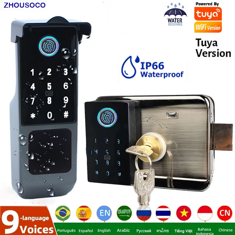 Tuya WIFI Fingerprint Lock Waterproof Outdoor Gate Double Passcode Card Keyless Digital Electronic Smart Door Lock For Home
Tuya WIFI Fingerprint Lock Waterproof Outdoor Gate Double Passcode Card Keyless Digital Electronic Smart Door Lock For Home