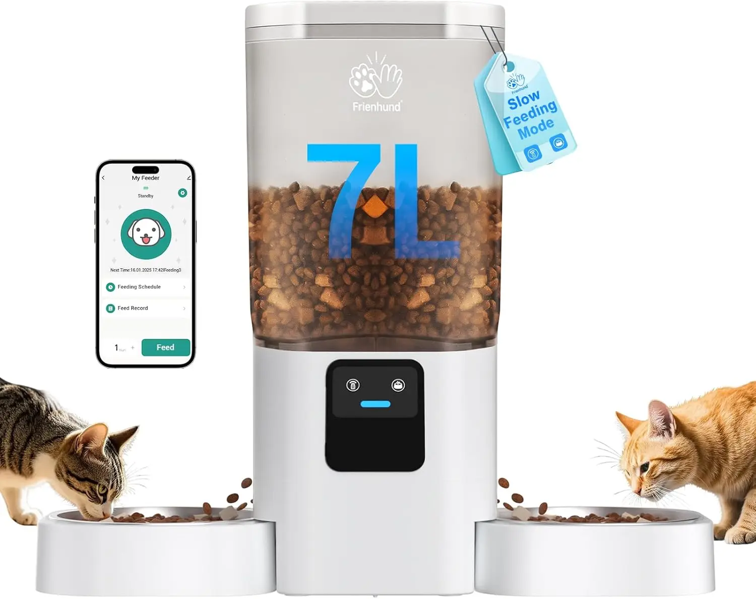 Smart Dual Pet Feeder with WiFi App Control, Slow Feed Mode, Detachable Bowls for Easy Cleaning - 29 Cup Capacity
Smart Dual Pet Feeder with WiFi App Control, Slow Feed Mode, Detachable Bowls for Easy Cleaning - 29 Cup Capacity