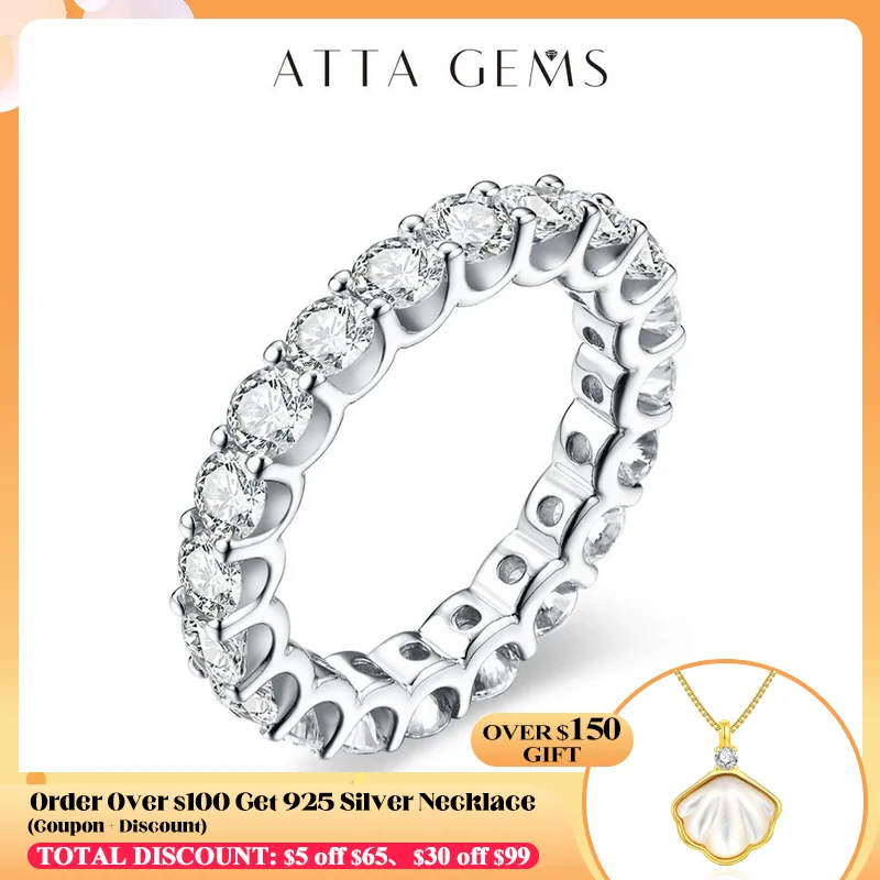 ATTAGEMS New in Round Cut 3.5mm Moissanite Rings D Color VVS1 Etenity Diamond Engagement Wedding Bands For Women
ATTAGEMS New in Round Cut 3.5mm Moissanite Rings D Color VVS1 Etenity Diamond Engagement Wedding Bands For Women