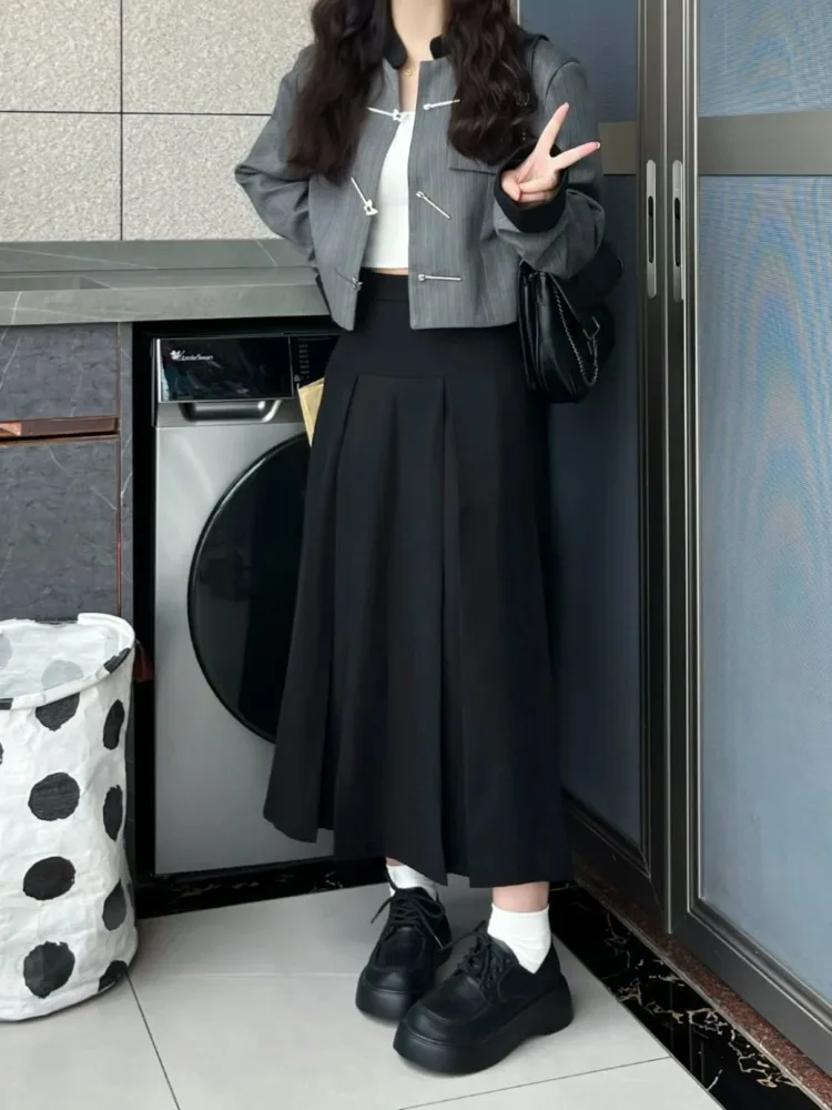 Юбка А-силуэта с высокой талией для женщин больших размеров, скрывающая недостатки фигуры, плиссированная юбка-костюм в корейском стиле для офиса
Юбка А-силуэта с высокой талией для женщин больших размеров, скрывающая недостатки фигуры, плиссированная юбка-костюм в корейском стиле для офиса