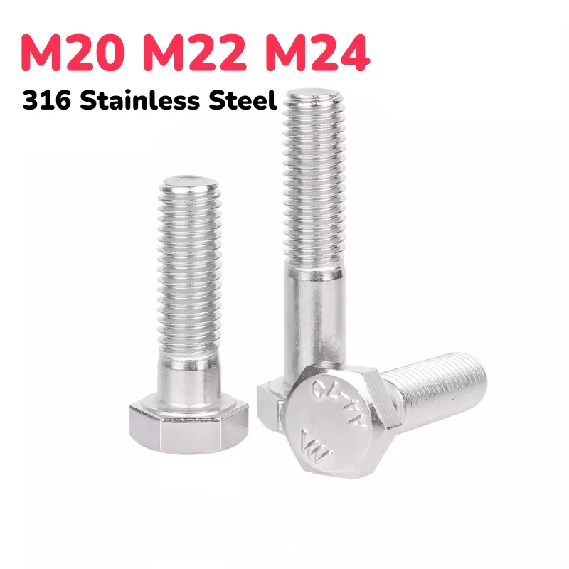 Half Thread Hexagon Head Bolt External Hex Head Screw M20 M22 M24 316 Stainless Steel Length 55 ~ 250mm
Half Thread Hexagon Head Bolt External Hex Head Screw M20 M22 M24 316 Stainless Steel Length 55 ~ 250mm