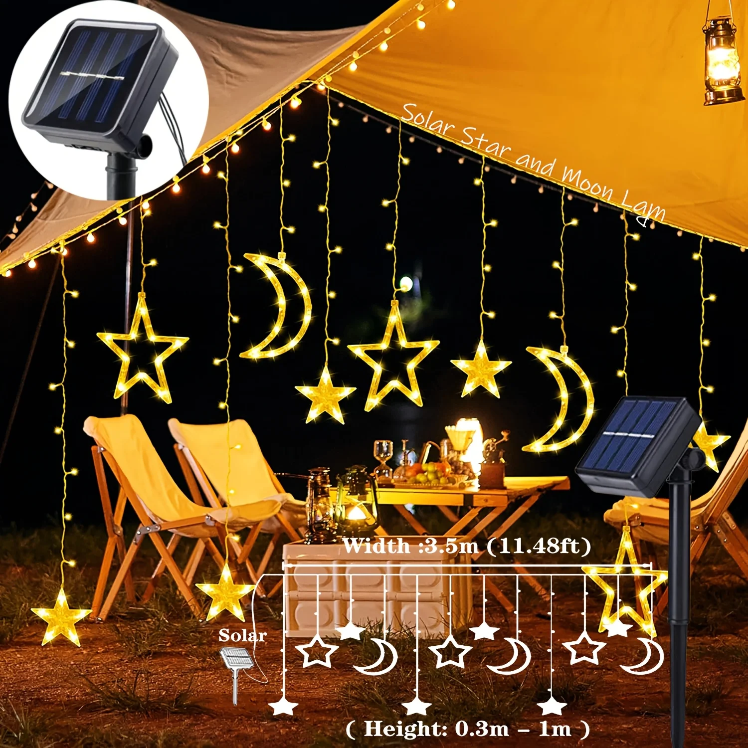 1/2PC Solar Star Moon Curtain String Lights Warm White 8 Modes Hanging LED Fairy Lamp for Festival Party Christmas Ramadan Decor
1/2PC Solar Star Moon Curtain String Lights Warm White 8 Modes Hanging LED Fairy Lamp for Festival Party Christmas Ramadan Decor