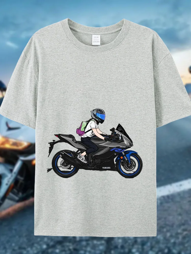 Men's Casual Washed Cotton T-Shirt in Motorcycle Girl Style, Suitable for Both Men and Women, Short-Sleeved Round-Neck, Made of
Men's Casual Washed Cotton T-Shirt in Motorcycle Girl Style, Suitable for Both Men and Women, Short-Sleeved Round-Neck, Made of