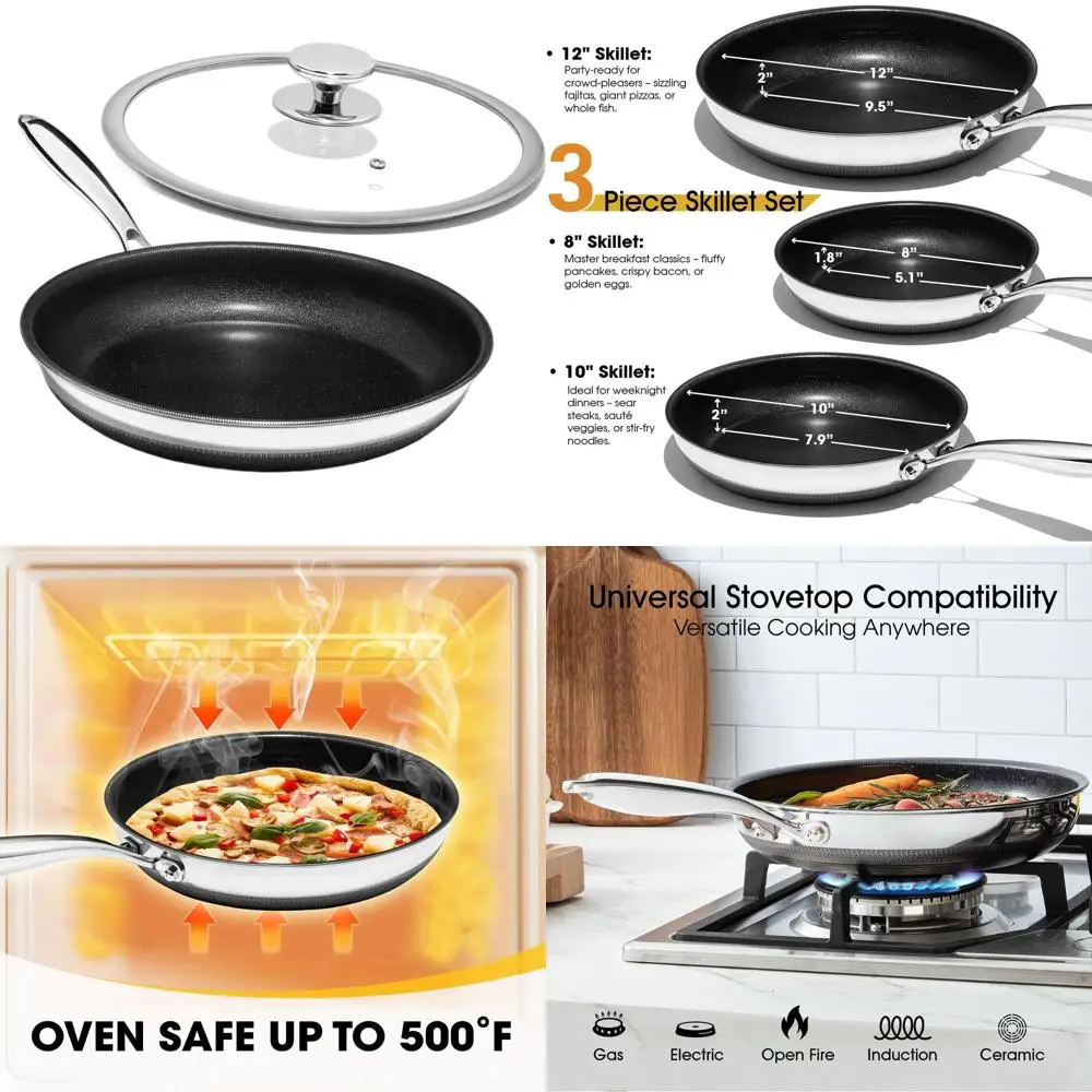 12 Titanium Ceramic Nonstick Skillet with Lid, Cool Handle, PFAS-Free, Dishwasher & Oven Safe, Suitable for All Cooktops
12 Titanium Ceramic Nonstick Skillet with Lid, Cool Handle, PFAS-Free, Dishwasher & Oven Safe, Suitable for All Cooktops