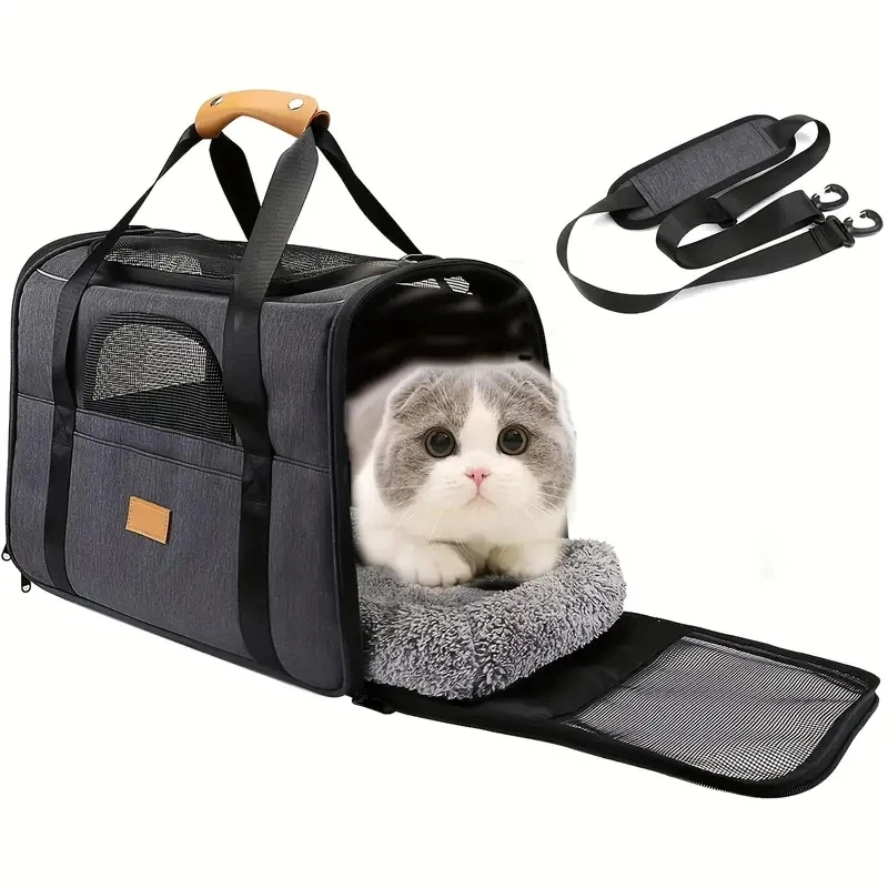 Foldable Cat Carrier Bag With Safety Zippers And Bonus Bowl - Perfect For Small Dogs, Puppies, And Medium Cats
Foldable Cat Carrier Bag With Safety Zippers And Bonus Bowl - Perfect For Small Dogs, Puppies, And Medium Cats