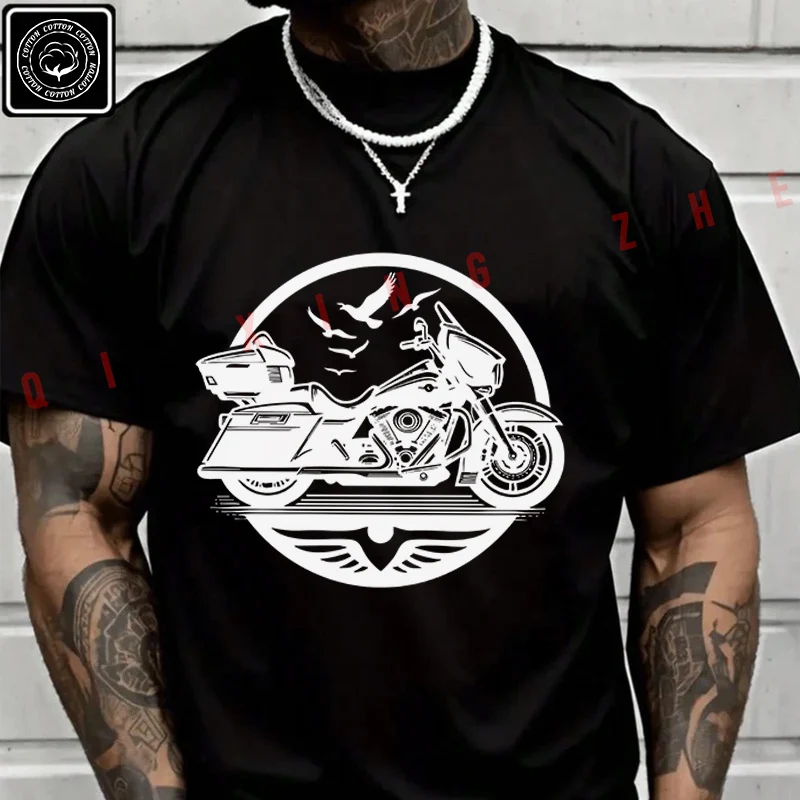 Motorcycle With Birds Emblem Moto T Shirt Men's Cotton Casual Fashion Short Sleeved Round Neck T-shirt Tee
Motorcycle With Birds Emblem Moto T Shirt Men's Cotton Casual Fashion Short Sleeved Round Neck T-shirt Tee