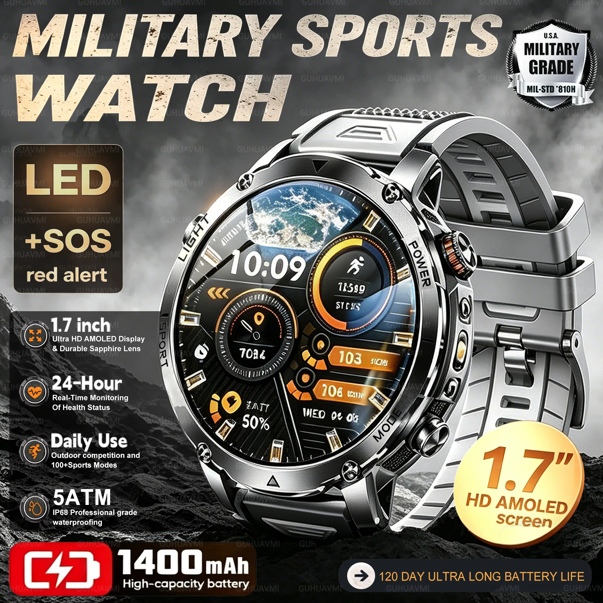2026 New Smart Watch Bluetooth Call 1400mAh Large Battery Sport Heart Rate 1.7" Military Outdoor Men Smartwatch For Android IOS
2026 New Smart Watch Bluetooth Call 1400mAh Large Battery Sport Heart Rate 1.7" Military Outdoor Men Smartwatch For Android IOS