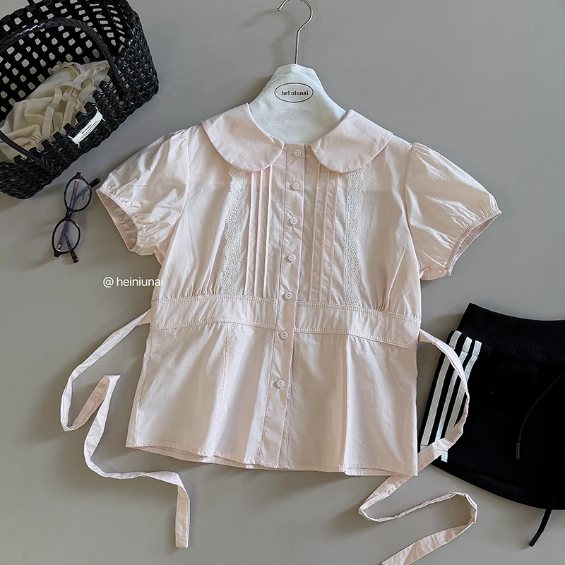 Wedbleser Pink Short Sleeved Doll Collar Tied Pleated Shirt 2025 Summer New Korean Version Women Lace Edge Cardigan Top
Wedbleser Pink Short Sleeved Doll Collar Tied Pleated Shirt 2025 Summer New Korean Version Women Lace Edge Cardigan Top