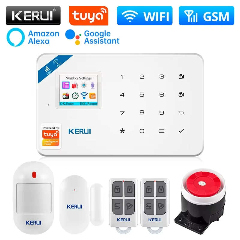 KERUI W181 WIFI GSM Alarm System Kit with Door/Window Sensor for Home Security Support Alexa Tuya Smart APP Remote Control
KERUI W181 WIFI GSM Alarm System Kit with Door/Window Sensor for Home Security Support Alexa Tuya Smart APP Remote Control