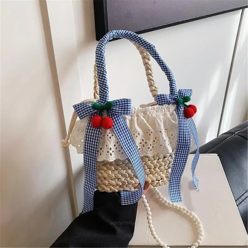 X5XA Beach Woven Straw Pearl Beaded Chain Crossbody Bag with Bowknot Top Handle Ruffle Lace Bucket Handbag for Vacation
X5XA Beach Woven Straw Pearl Beaded Chain Crossbody Bag with Bowknot Top Handle Ruffle Lace Bucket Handbag for Vacation