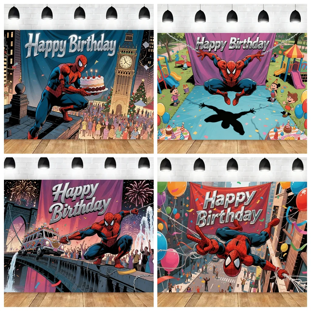 Spider Man Theme Happy Birthday Background Cloth Cartoon City Night Scene Cake Bus Scene Children Boy Party Photo Backdrop Props
Spider Man Theme Happy Birthday Background Cloth Cartoon City Night Scene Cake Bus Scene Children Boy Party Photo Backdrop Props