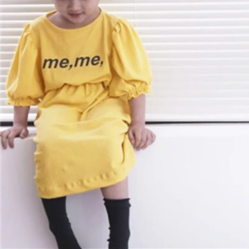 Summer Korean version children's tide models girls Korean fashion meme letters bubble sleeve waist casual dresses
Summer Korean version children's tide models girls Korean fashion meme letters bubble sleeve waist casual dresses