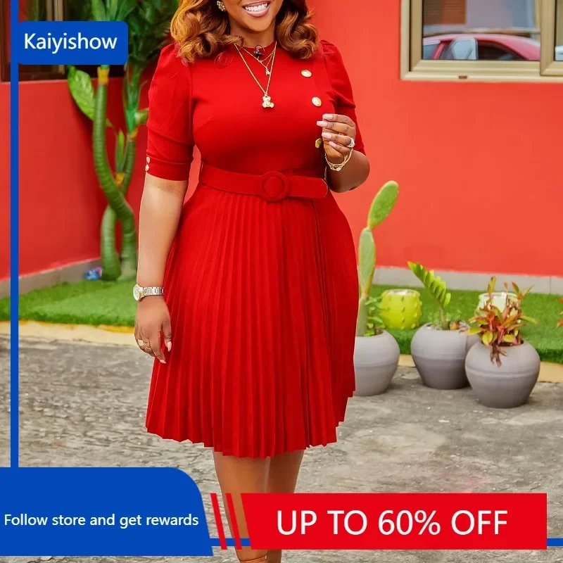 Autumn Elegant Pleated Midi Dress Women Solid Ruffle Ruched Button Party Evening Work Business Dress with Belt Office Lady Dress
Autumn Elegant Pleated Midi Dress Women Solid Ruffle Ruched Button Party Evening Work Business Dress with Belt Office Lady Dress